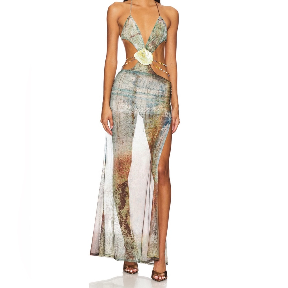Jaded London Vida Backless Maxi Dress With Shell Trim